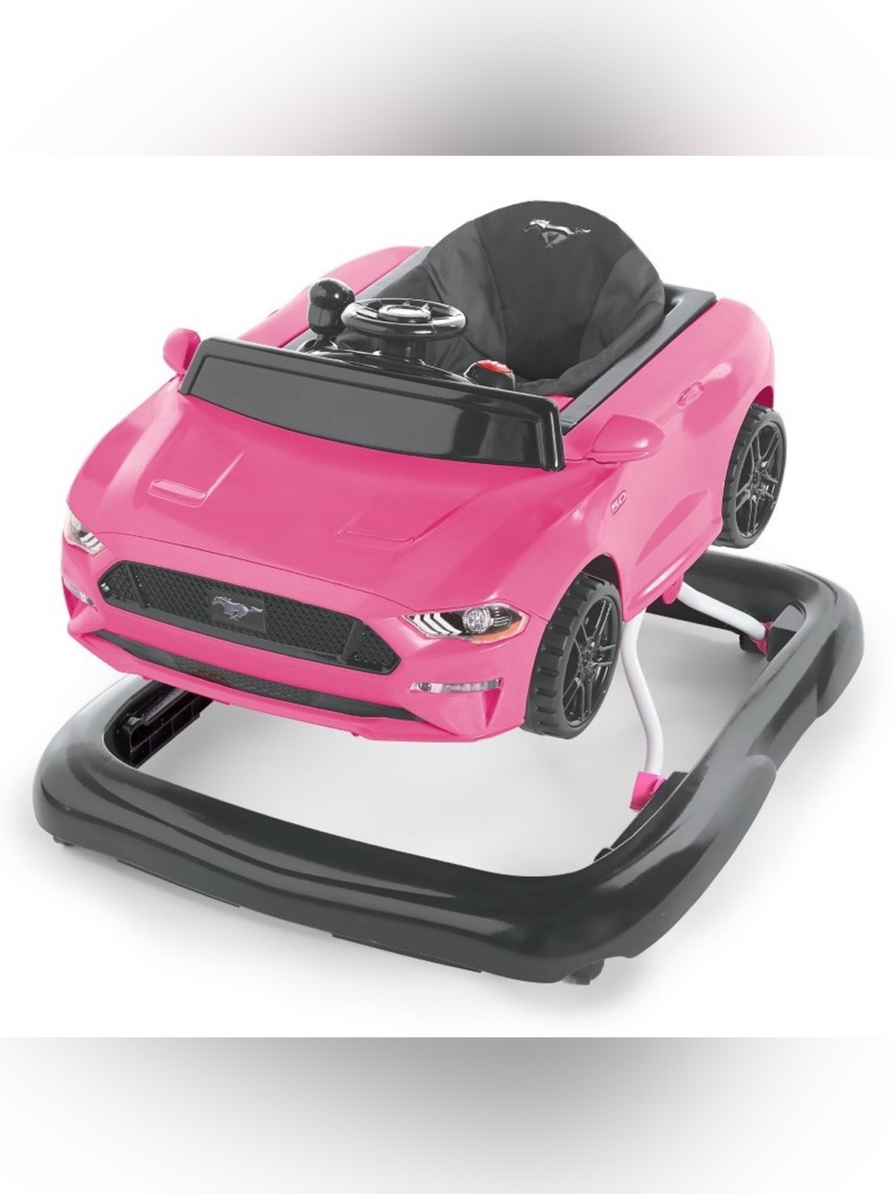 Pink Ford-Inspired Ride-On Baby Walker with Interactive Steering